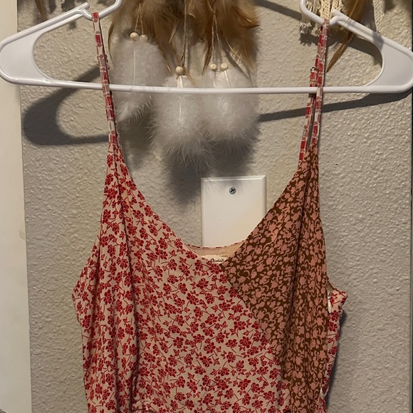 Hem & Thread Red and Brown Asymmetrical Dress - Picture 4 of 7